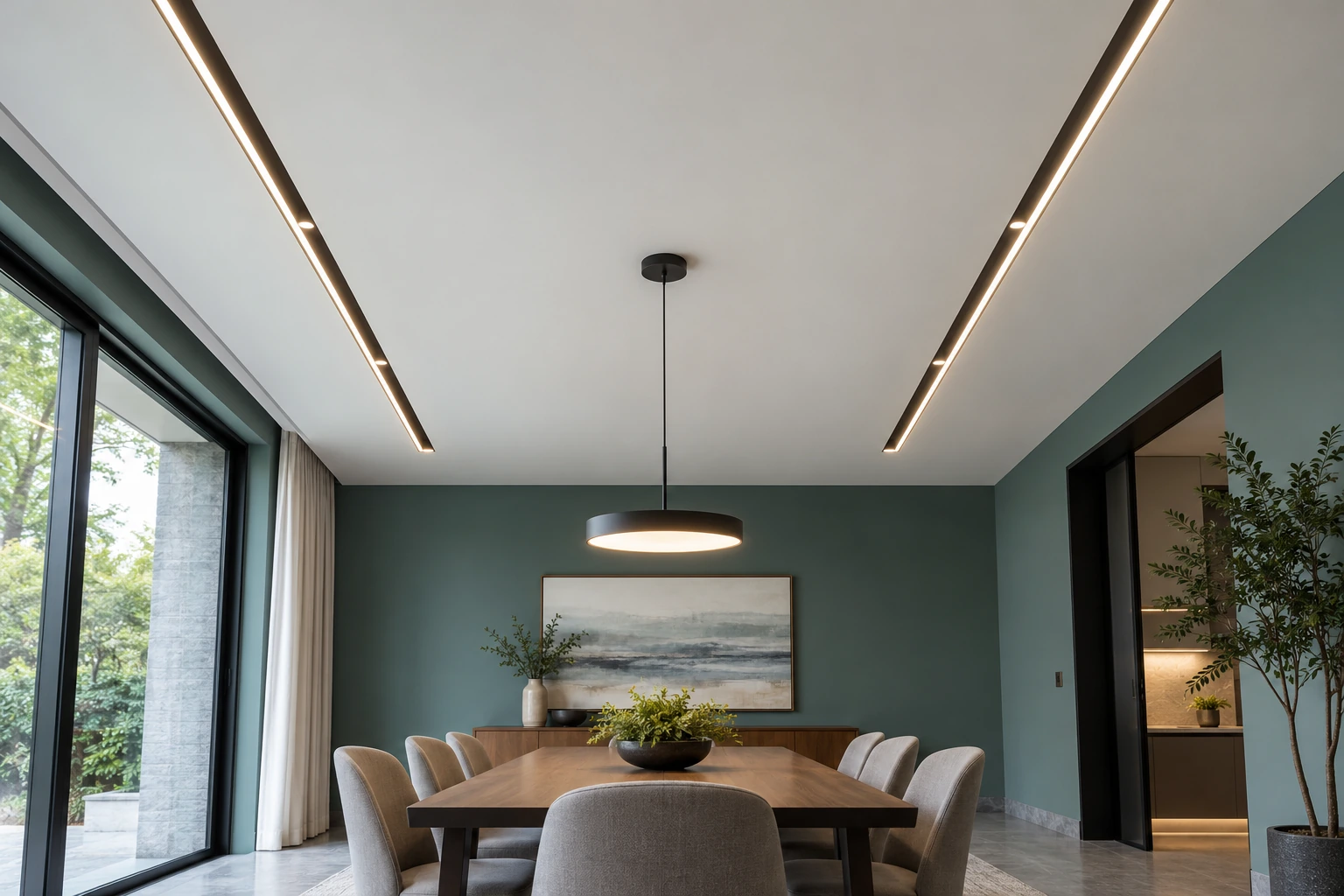 Linear ceiling — graphite & pearl